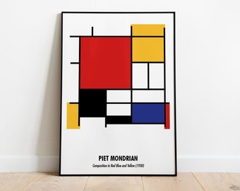 Piet Mondrian print, wall art, original poster, modern art, art history, art classics, avant-garde, neoplasticism