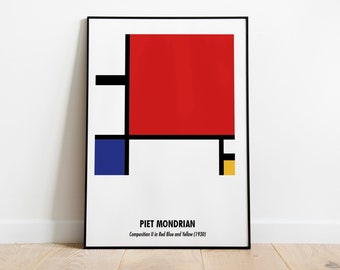 Piet Mondrian print, wall art, original poster, modern art, art history, art classics, avant-garde, neoplasticism