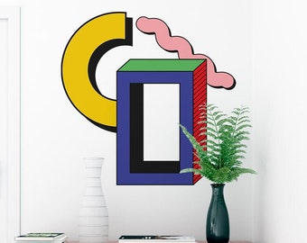 Memphis Milano Wall Decal, Geometric Wall Sticker, 80's Design, Memphis Style Wall Art, Abstract Modern Wall Art, Unique Wall Decor