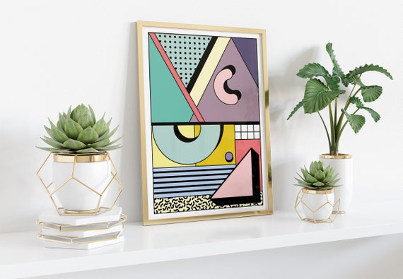 アート・デザイン・音楽 1950s Fashion Print Abstract 80s memphis pop art style graphics Canvas Print by