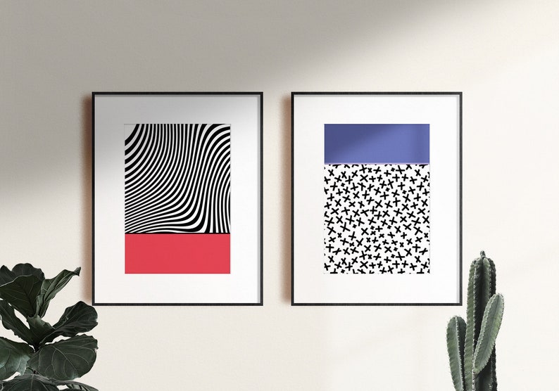 cross and line prints Scandinavian Home decor Abstract art Wall art print Black print Mid century modern print Set Of 2 Prints