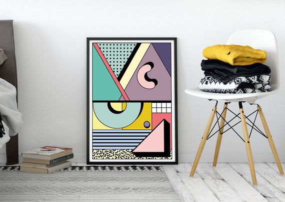 MEMPHIS Milano Geometric Art, Geometric Print, 80's Style
