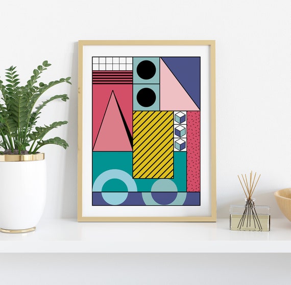 アート・デザイン・音楽 From Matt Black to Memphis Buy Memphis Synthwave Purple Pattern - A1, A2, A3 or A4 art