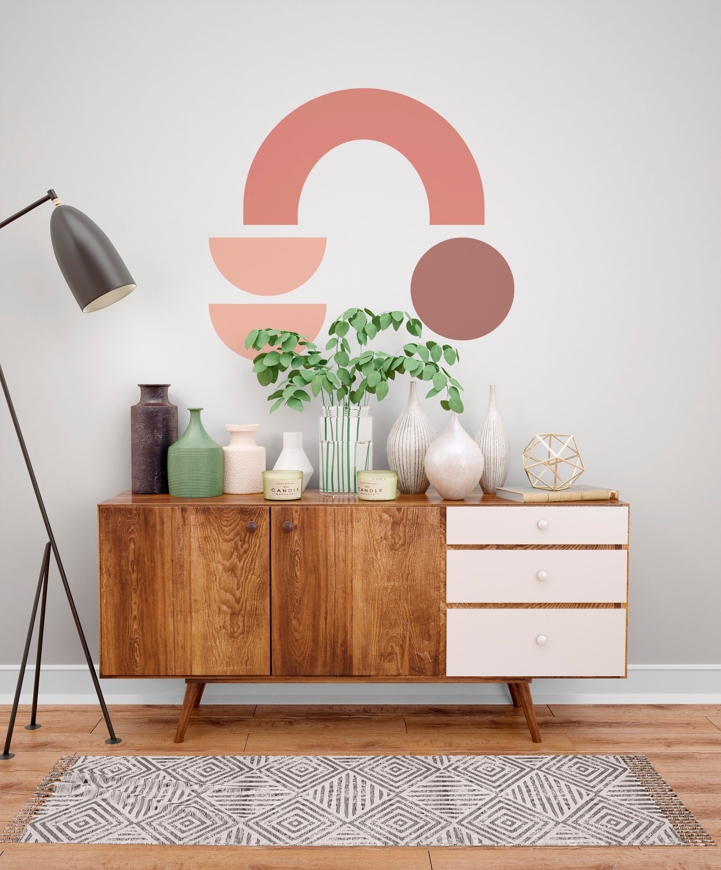 Boho Colorblock Wall Decal, Set 4 Geometric Shapes, Geometric Wall