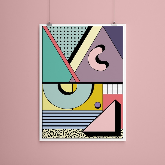 アート・デザイン・音楽 1950s Fashion Print Abstract 80s memphis pop art style graphics Canvas Print by