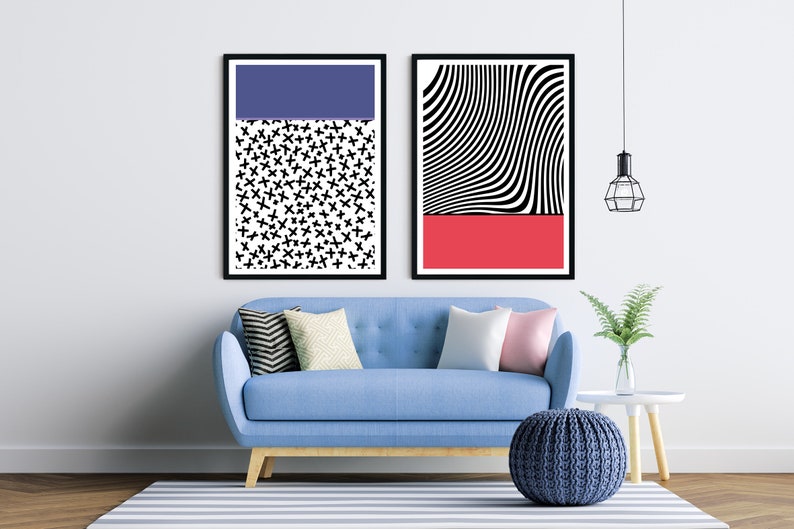 cross and line prints Scandinavian Home decor Abstract art Wall art print Black print Mid century modern print Set Of 2 Prints