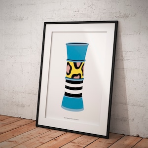 Impresión Carrot Vase de Nathalie du Pasquier, Memphis Milano mobiliario, decoración pared, póster original, arte posmoderno, diseño clasico