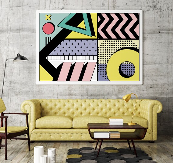 MEMPHIS Milano Geometric Art, Geometric Print, 80's Style