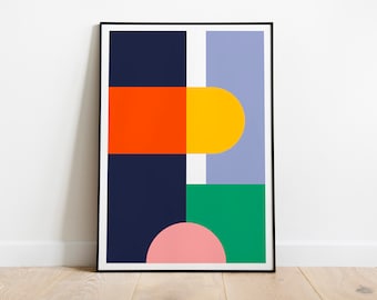 Boho, Geometric Art, Colorful Decor, Original Poster, Postmodern, Geometric Print, Abstract Art, Wall Decor, Color Block