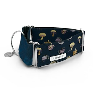 Mushroom Navy Martingale Collar LIMITED STOCK / Greyhound - Whippet - Italian Greyhound Martingale Collar