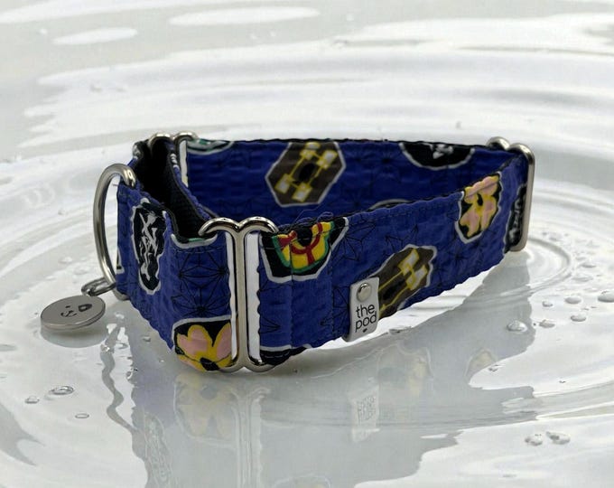 Demon Slayer Icons Blue - Ripple Texture | Martingale Collar Greyhound - Whippet - Italian greyhound