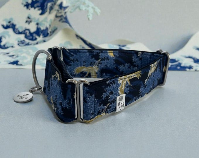 Japanese Crane Navy | Martingale Collar Greyhound - Whippet - Italian greyhound