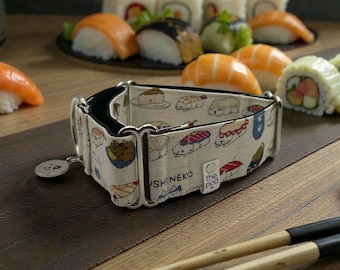 Sushi Neko (Cat) / Greyhound - Whippet - Italian Greyhound Martingale Collar