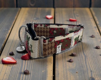 Retro Strawberry Chocolate Patch | Martingale Collar Greyhound - Whippet - Italian greyhound