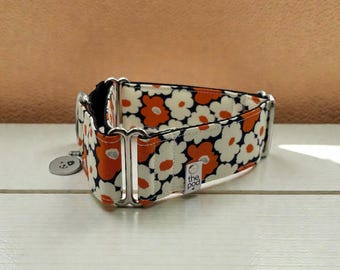 Retro Flower Wall Manderine | Martingale Collar Greyhound - Whippet - Italian greyhound