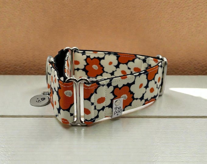 Retro Flower Wall Manderine | Martingale Collar Greyhound - Whippet - Italian greyhound