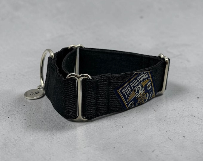 Denim Black Martingale Collar / Greyhound - Whippet - Italian greyhound