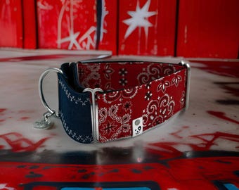 Paisley Red x Blue Denim | Martingale Collar Greyhound - Whippet - Italian greyhound