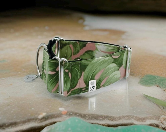 Pink Monsterra / Greyhound - Whippet - Italian Greyhound Martingale Collar