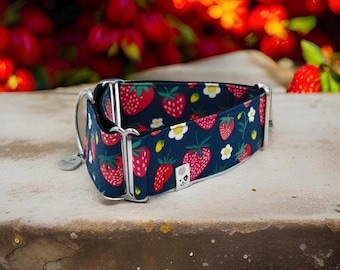 Retro Strawberry / Greyhound - Whippet - Italian Greyhound Martingale Collar