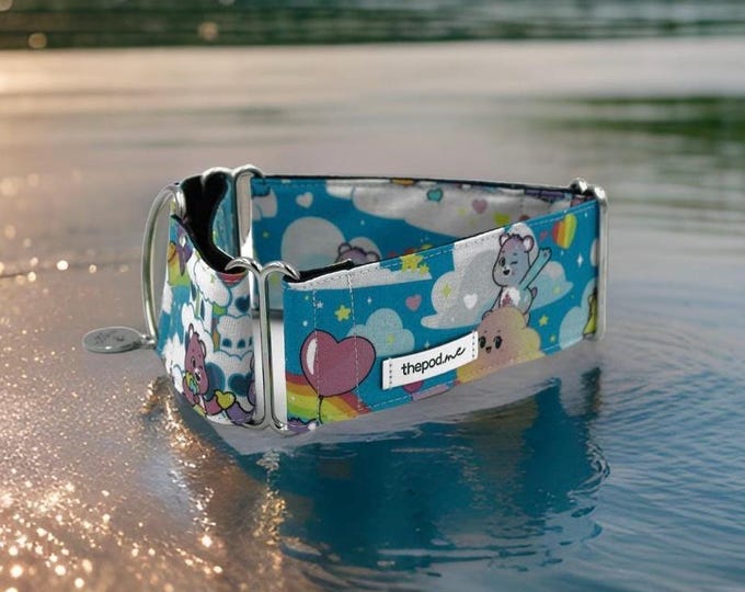 Care Bear Blue / Greyhound - Whippet - Italian Greyhound Martingale Collar