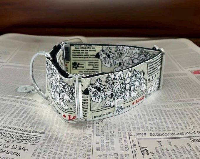101 Dalmatian Newspaper / Greyhound - Whippet - Italian Greyhound Martingale Collar