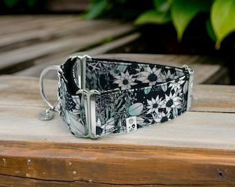 Floral Martingale Dog Collar: Organic Cotton Greyhound Whippet Collar