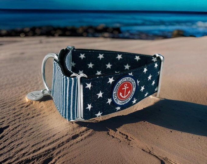 Nautical Navy Stars - Marine Edition / Greyhound - Whippet - Italian Greyhound Martingale Collar