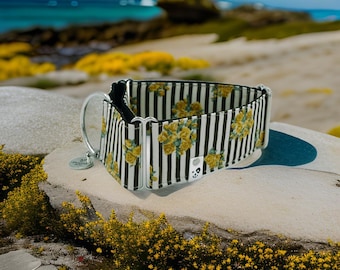 Vintage Border with Yellow Rose | Martingale Collar Greyhound - Whippet - Italian greyhound