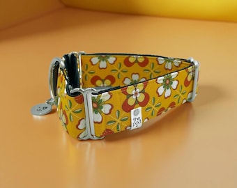 Retro Floral Tiles Orange | Martingale Collar Greyhound - Whippet - Italian greyhound