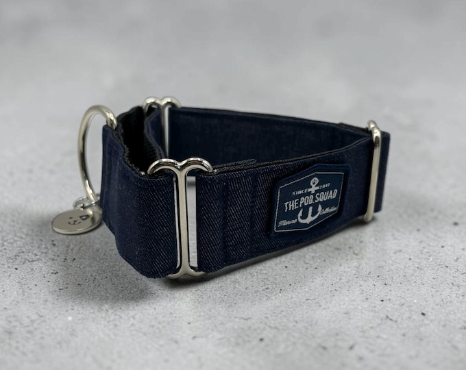 Denim Dark Blue Martingale Collar / Greyhound - Whippet - Italian greyhound