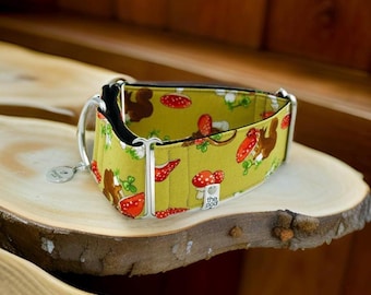 Mushroom & Squirrel / Greyhound - Whippet - Italian Greyhound Martingale Collar