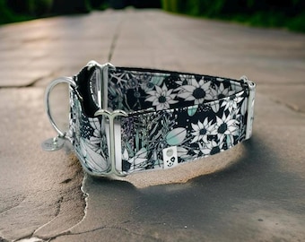 Australian Native Black Floral - Art by The Scenic Route / Greyhound - Whippet - Italian Greyhound Martingale Collar