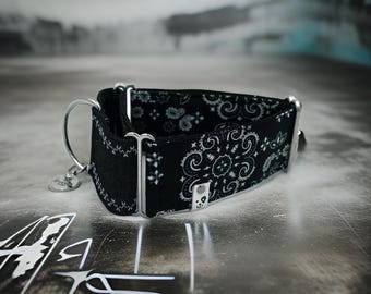Paisley Denim Martingale Dog Collar: Greyhound, Whippet, Iggy