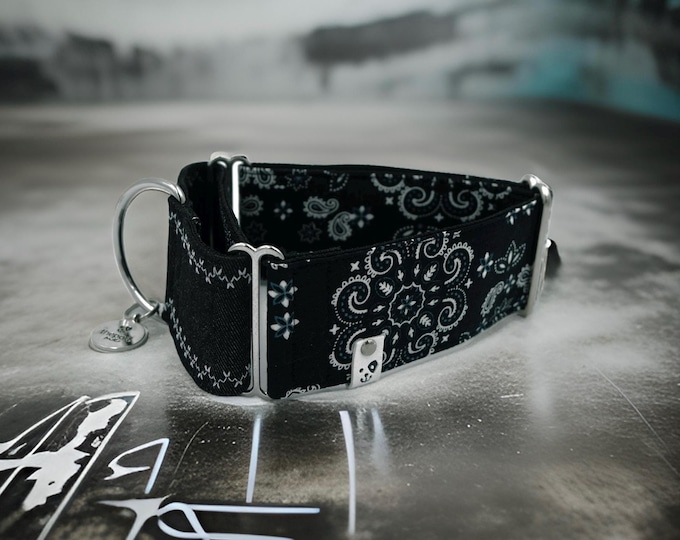 Paisley Denim Martingale Dog Collar: Greyhound, Whippet, Iggy