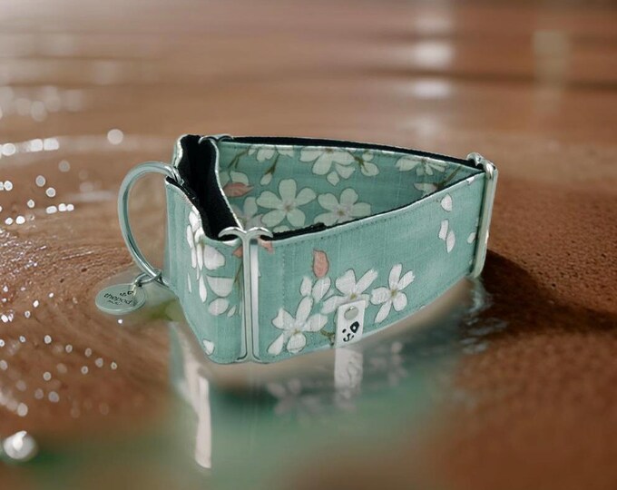 Sky Blue Sakura (Japanese Texture) | Martingale Collar Greyhound - Whippet - Italian greyhound