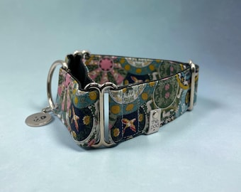 Navy Art Nouveau Symphony | Martingale Collar Greyhound - Whippet - Italian greyhound