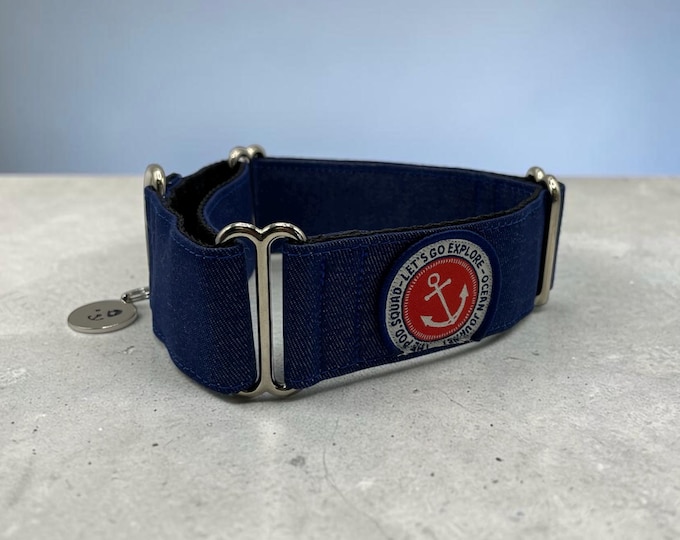 Denim Blue Martingale Collar / Greyhound - Whippet - Italian greyhound
