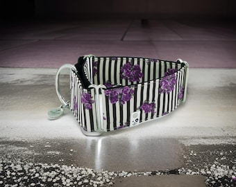Vintage Border with Purple Rose | Martingale Collar Greyhound - Whippet - Italian greyhound