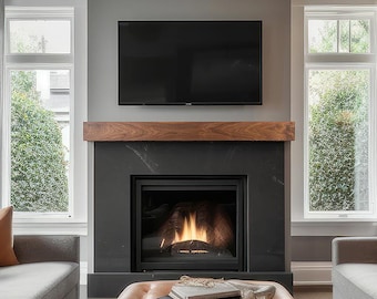 Handmade White Oak Fireplace Mantel | Floating Shelf, Golden Oak Stain