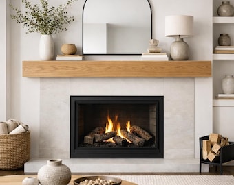 Handgemaakte hardhouten wit eiken schoorsteenmantel, moderne zwevende mantels, houten plank, zwevende planken met balk