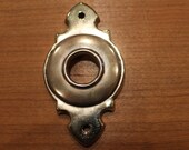 Antique Brass Small Victorian Door Knob Escrutcheon Backplate 3-1 2 quot X 2 quot