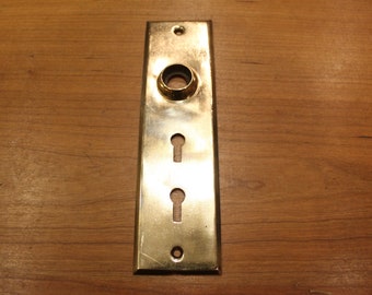 1 pc Furniture RestorationReplacement Hardware 5 14 x 1 14 Patina Stamped Brass Antique Victorian Double Flower EscutcheonBackplate