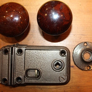 DOOR KNOBS RIM LOCK SET GATE SHED RIM SASH LOCK OLD RETRO STYLE RIM SASHLOCK EBa