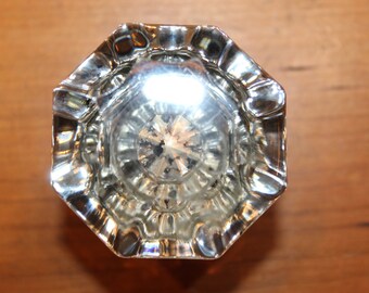 Antique 2-1/4&quot; 8-point Clear Crystal Glass Knob with Brass Base V-31