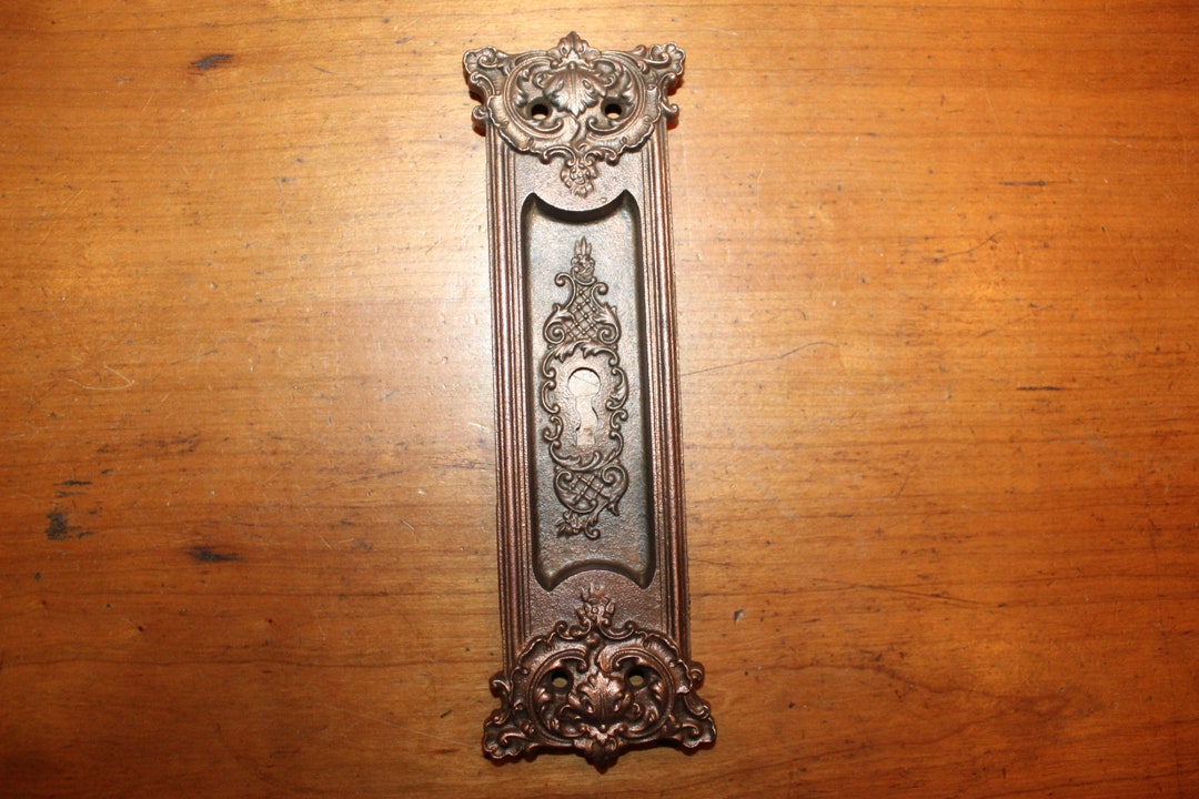 Antique Copper Over Cast Iron Pocket Door Keyhole Escutcheon Etsy