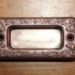 One Antique Victorian Wrought Red Bronze Ornate Recessed Window Sash Lift L-92
