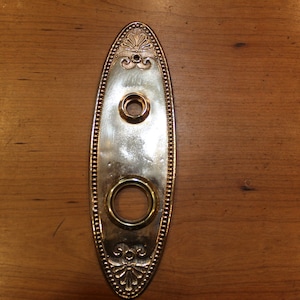 Entry Set Wrought Bronze / Bras Oval Escutcheons Beaded Perimeter S-73