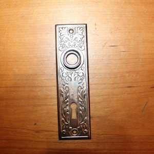 Victorian Antique Ornate Plated Pressed Steel Escutcheon S-179