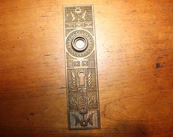 Antique Cast Bronze Two Keyhole  W/Door Escutcheon Sargent B-10610 C:1885 S-225